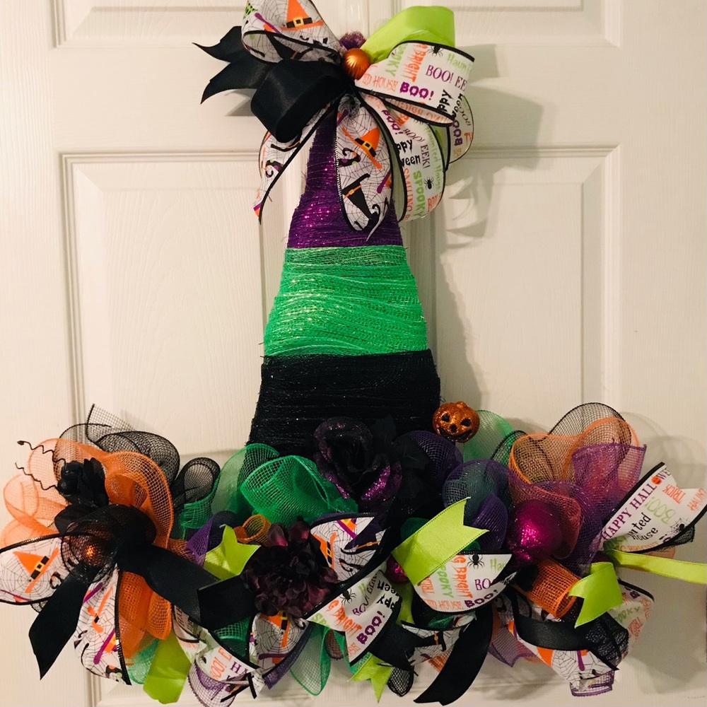Halloween Wreath-Witch Wreath Hat-brand new